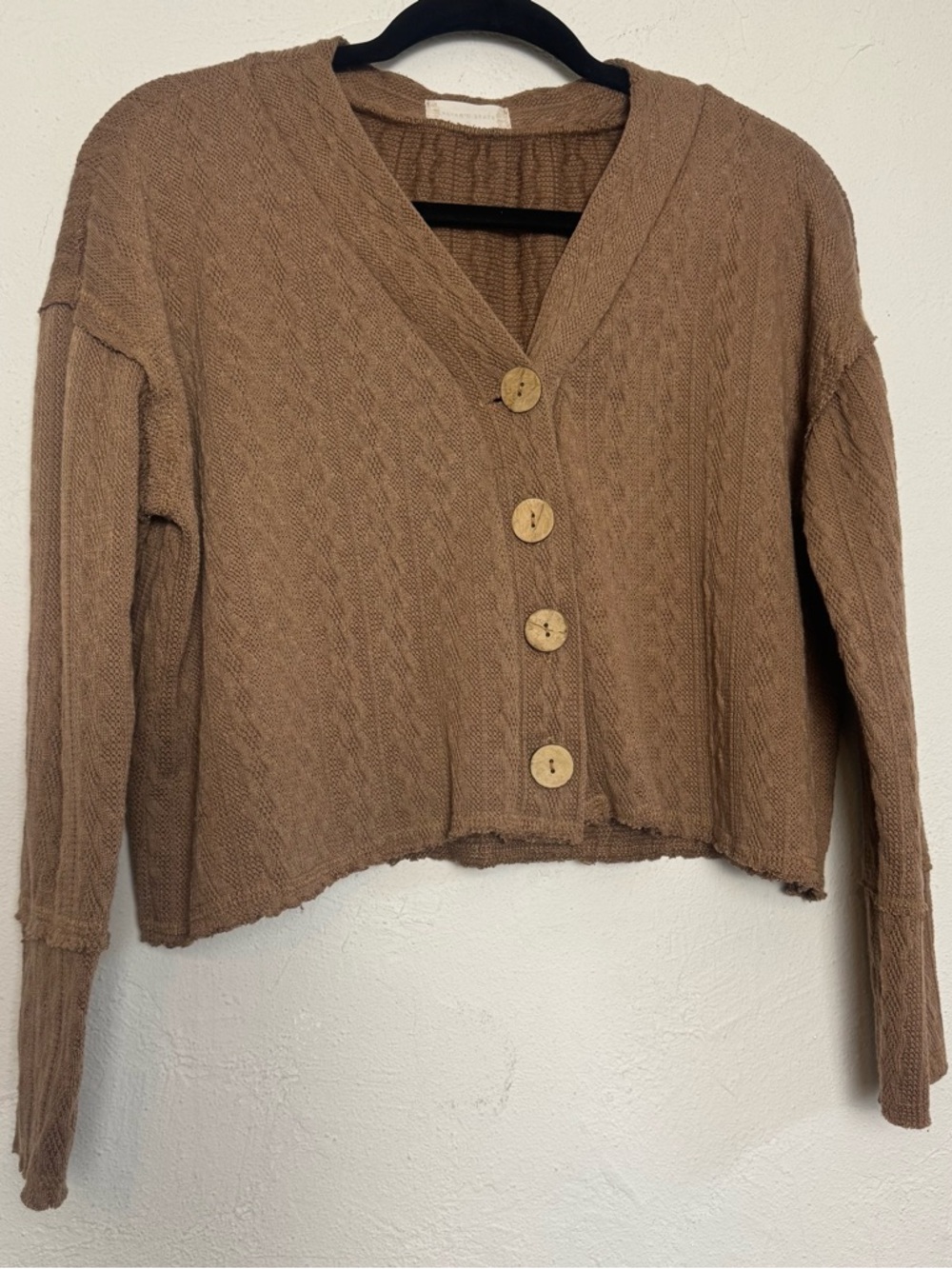 Altar’d State Knit Cropped‎ Cottage Brown Cardigan Sweater